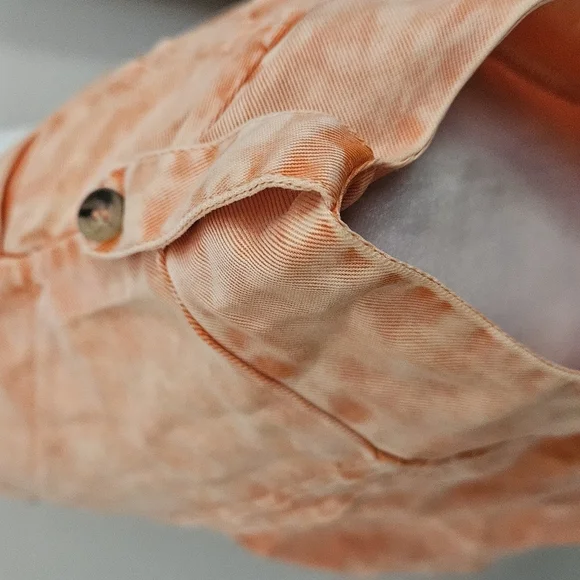 FATE Smocked Crop Utility Blouse In Pastel Orange. Size Small - Picture 9 of 12